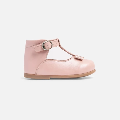 Holčička hladké kožené botičky na t-bar