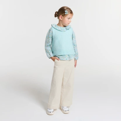 Dívčí sametové široké nohavice